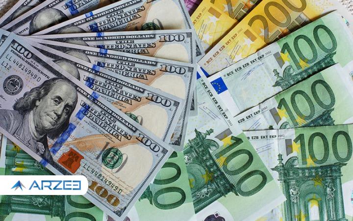 کاهش قیمت دلار و یورو در صرافی ملی/نرخ رسمی یورو و ۲۱ ارز دیگر کاهشی شد